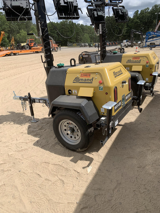 2022 Allmand NLV3GR (4) LED Light Fixture 350W, 23' Vertical Mast, 3kW Prime, Towable, Deep Sea L401, Leveling Jacks, Yanmar T4F 5.8hp