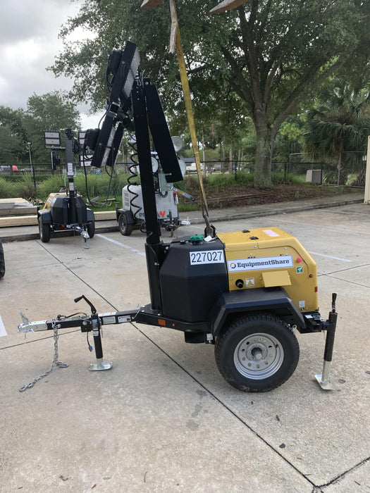 2022 Allmand NLV3GR (4) LED Light Fixture 350W, 23' Vertical Mast, 3kW Prime, Towable, Deep Sea L401, Leveling Jacks, Yanmar T4F 5.8hp