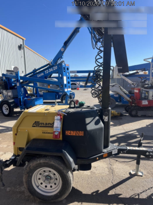 2022 Allmand NLV3GR (4) LED Light Fixture 350W, 23' Vertical Mast, 3kW Prime, Towable, ES Decals, T3