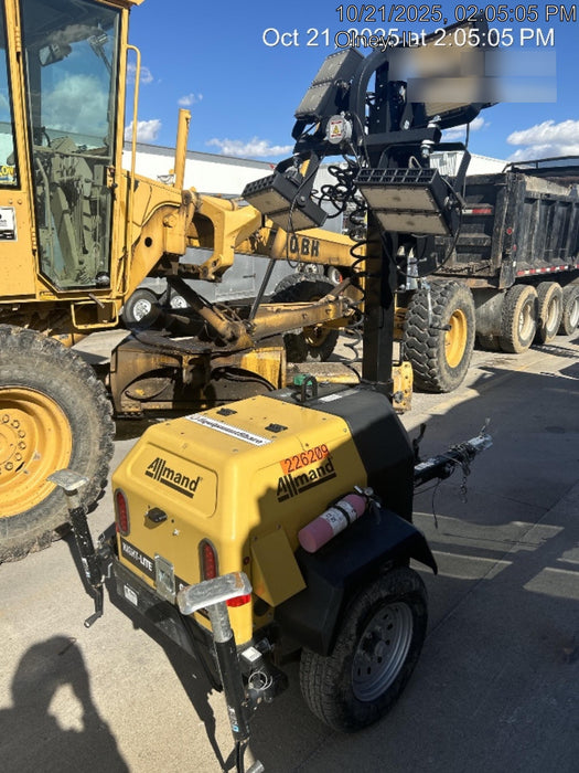 2022 Allmand NLV3GR (4) LED Light Fixture 350W, 23' Vertical Mast, 3kW Prime, Towable, Deep Sea L401, Leveling Jacks, Yanmar T4F 5.8hp