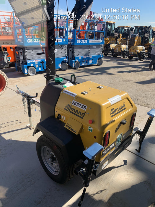 2022 Allmand NLV3GR (4) LED Light Fixture 350W, 23' Vertical Mast, 3kW Prime, Towable, ES Decals, T3