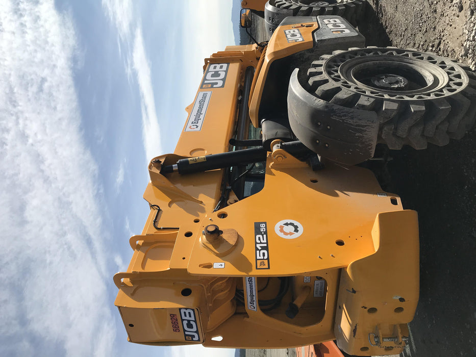 2020 JCB 512-56 Cab/Heat Air, 74 HP, Solid Tires, STD Worklight, Beacon, Aux Hydraulics, Lifting Eye, Backup Alarm w/60" Carriage, 60" Forks