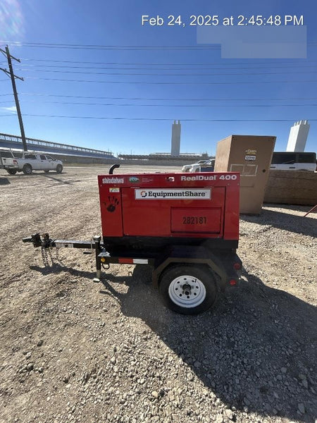 2022 Shindaiwa DGW400MDL Kubota D902 Engine, 23 HP, Dual Op Welder, Wire, Arc, Droop Stick, Tig, and CC Stick Functionality, Simulphase, 3 Phase and 1 Phase Gen Output, Single Axle NB Trlr, Slr Trckl Chrg 12V 12W, Fire Ext