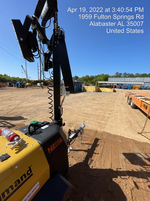 2022 Allmand NLV3GR (4) LED Light Fixture 350W, 23' Vertical Mast, 3kW Prime, Towable, Deep Sea L401, Leveling Jacks, Yanmar T4F 5.8hp