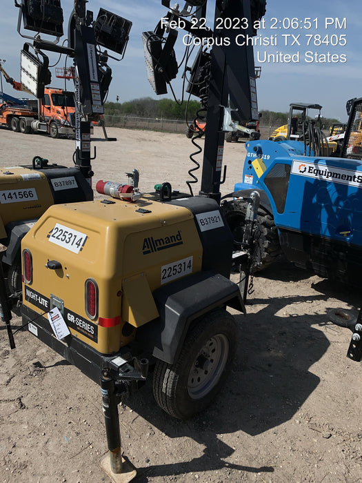 2022 Allmand NLV3GR (4) LED Light Fixture 350W, 23' Vertical Mast, 3kW Prime, Towable, Deep Sea L401, Leveling Jacks, Yanmar T4F 5.8hp