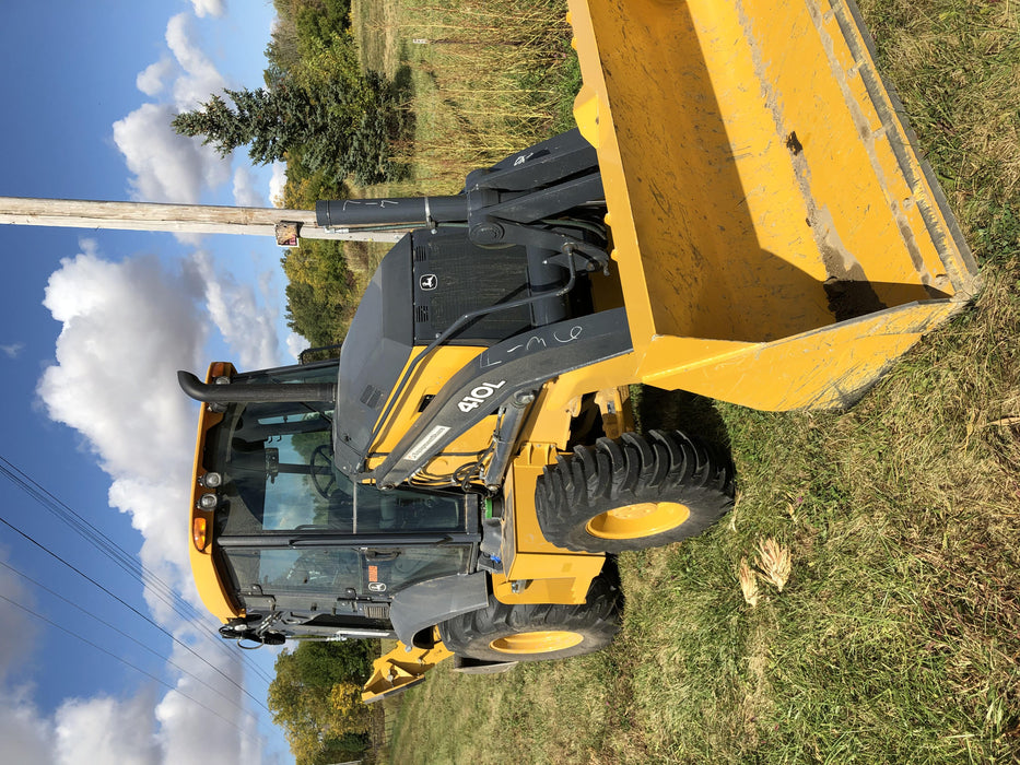 2020 John Deere 410L - Extendable Stick Cab/Heat/Air, 4WD, Extendable Stick, Pilot Controls, 2 Way Hydraulics, TAG Manual QC