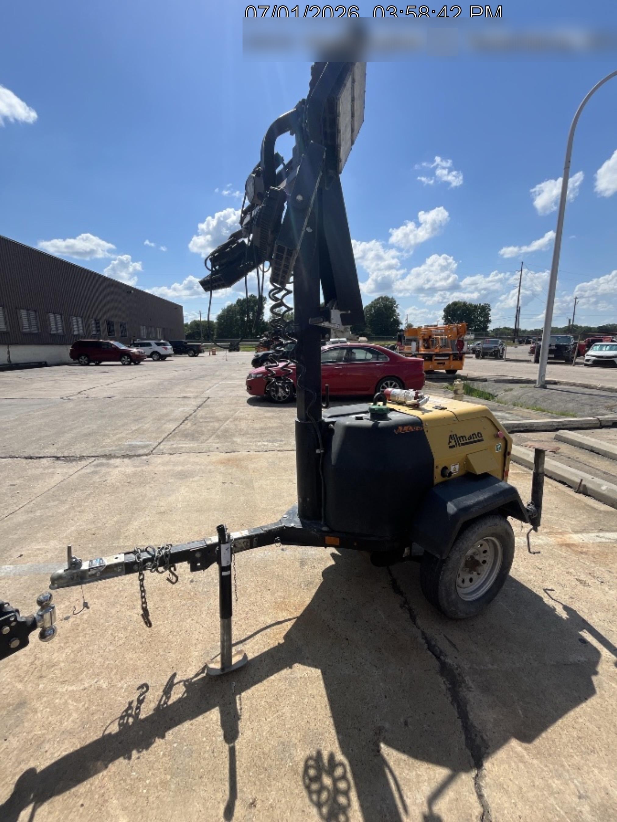 2022 Allmand NLV3GR (4) LED Light Fixture 350W, 23' Vertical Mast, 3kW Prime, Towable, Deep Sea L401, Leveling Jacks, Yanmar T4F 5.8hp
