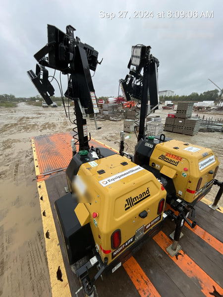 2022 Allmand NLV3GR (4) LED Light Fixture 350W, 23' Vertical Mast, 3kW Prime, Towable, Deep Sea L401, Leveling Jacks, Yanmar T4F 5.8hp