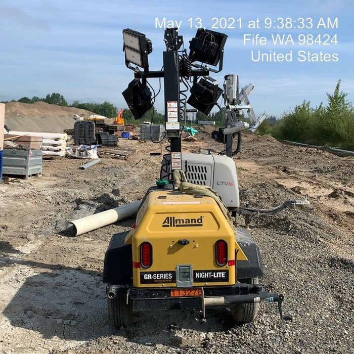 2020 Allmand NLV3GR (4) LED Light Fixture 350W, 23' Vertical Mast, 3kW Prime, Towable, Deep Sea L401, Leveling Jacks, Yanmar T4F 5.8hp