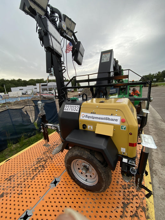 2022 Allmand NLV3GR (4) LED Light Fixture 350W, 23' Vertical Mast, 3kW Prime, Towable, Deep Sea L401, Leveling Jacks, Yanmar T4F 5.8hp