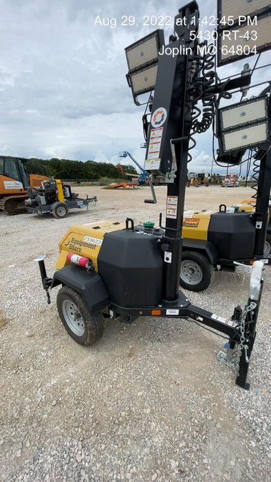 2022 Allmand NLV3GR (4) LED Light Fixture 350W, 23' Vertical Mast, 3kW Prime, Towable, Deep Sea L401, Leveling Jacks, Yanmar T4F 5.8hp