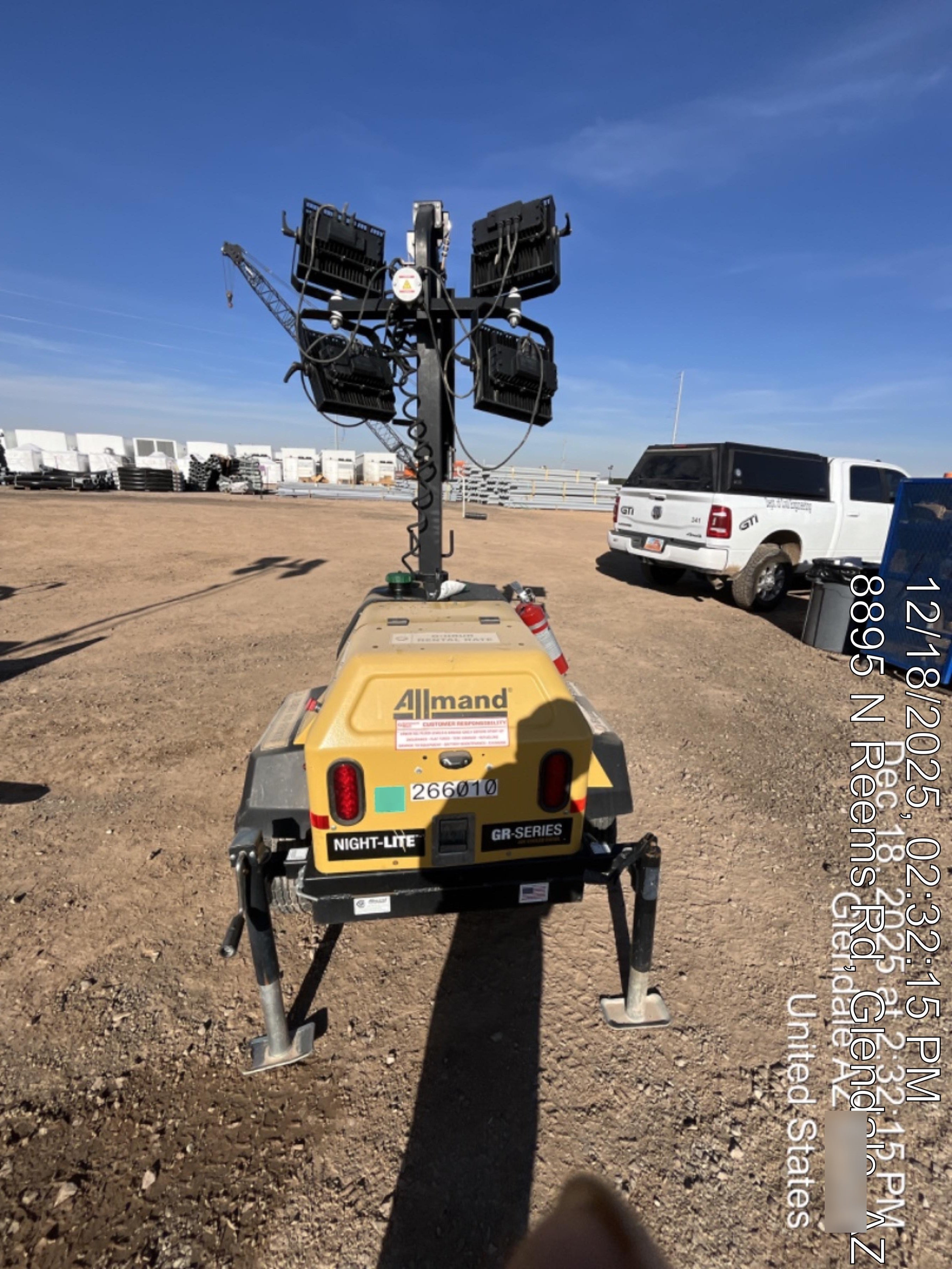 2022 Allmand NLV3GR (4) LED Light Fixture 350W, 23' Vertical Mast, 3kW Prime, Towable, ES Decals, T3