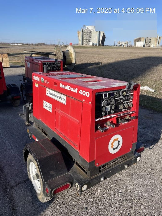 2023 Shindaiwa DGW400MDL Kubota D902 Engine, 23 HP, Dual Op Welder, Wire, Arc, Droop Stick, Tig, and CC Stick Functionality, Simulphase, 3 Phase and 1 Phase Gen Output, Single Axle NB Trlr, Slr Trckl Chrg 12V 12W, Fire Ext