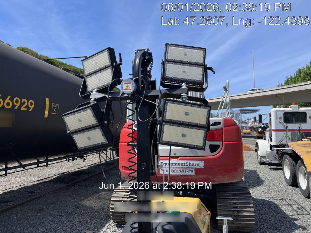 2022 Allmand NLV3GR (4) LED Light Fixture 350W, 23' Vertical Mast, 3kW Prime, Towable, Deep Sea L401, Leveling Jacks, Yanmar T4F 5.8hp
