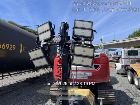 2022 Allmand NLV3GR (4) LED Light Fixture 350W, 23' Vertical Mast, 3kW Prime, Towable, Deep Sea L401, Leveling Jacks, Yanmar T4F 5.8hp