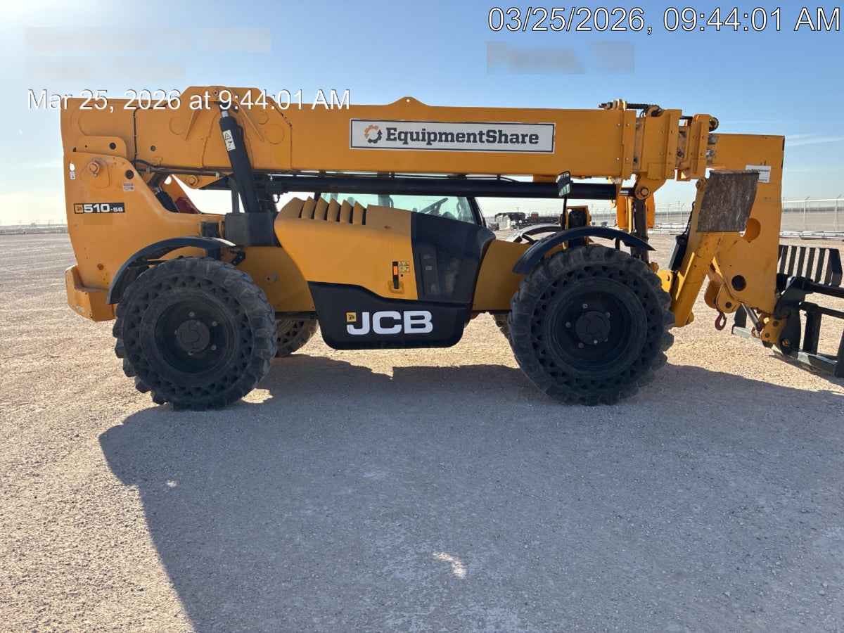 2019 JCB 510-56 JCB 510-56 Telehandler 74 HP w/CAB/HVAC, Beacon, Worklights, Aux Hydraulics, Solid Tires, 72" Carriage/Forks