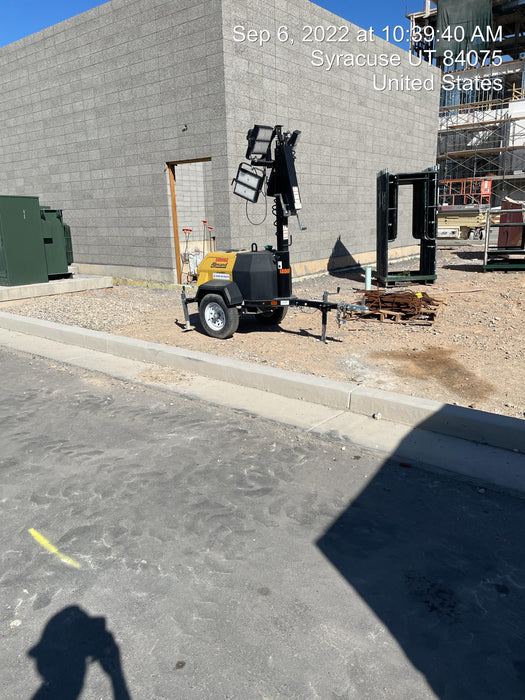 2021 Allmand NLV3GR (4) LED Light Fixture 350W, 23' Vertical Mast, 3kW Prime, Towable, Deep Sea L401, Leveling Jacks, Yanmar T4F 5.8hp