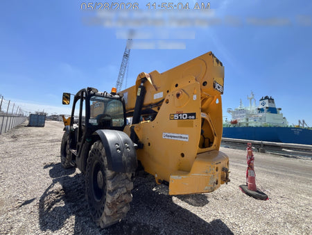 2019 JCB 510-56 Open ROPS, 74 HP, Solid Tires, Worklights, Beacon, Aux Hydraulics, Lifting Eye 72" Carriage/60" Forks