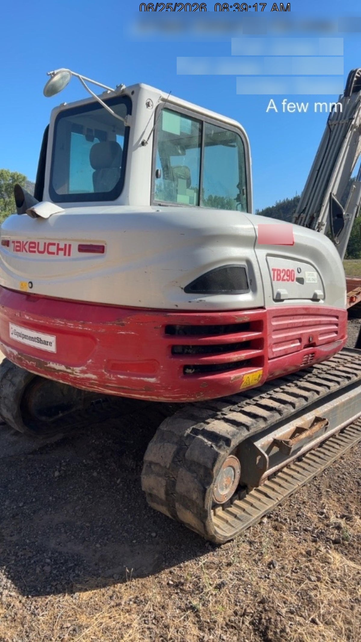 2019 Takeuchi TB290 Cab/Heat/AC Rubber tracks, Dozer blade, Travel alarm, Auxiliary hydraulics Manual QC, Hydraulic thumb, 18", 24", and 36" Buckets