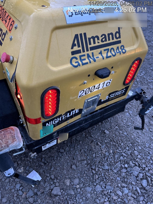 2022 Allmand NLV3GR (4) LED Light Fixture 350W, 23' Vertical Mast, 3kW Prime, Towable, Deep Sea L401, Leveling Jacks, Yanmar T4F 5.8hp