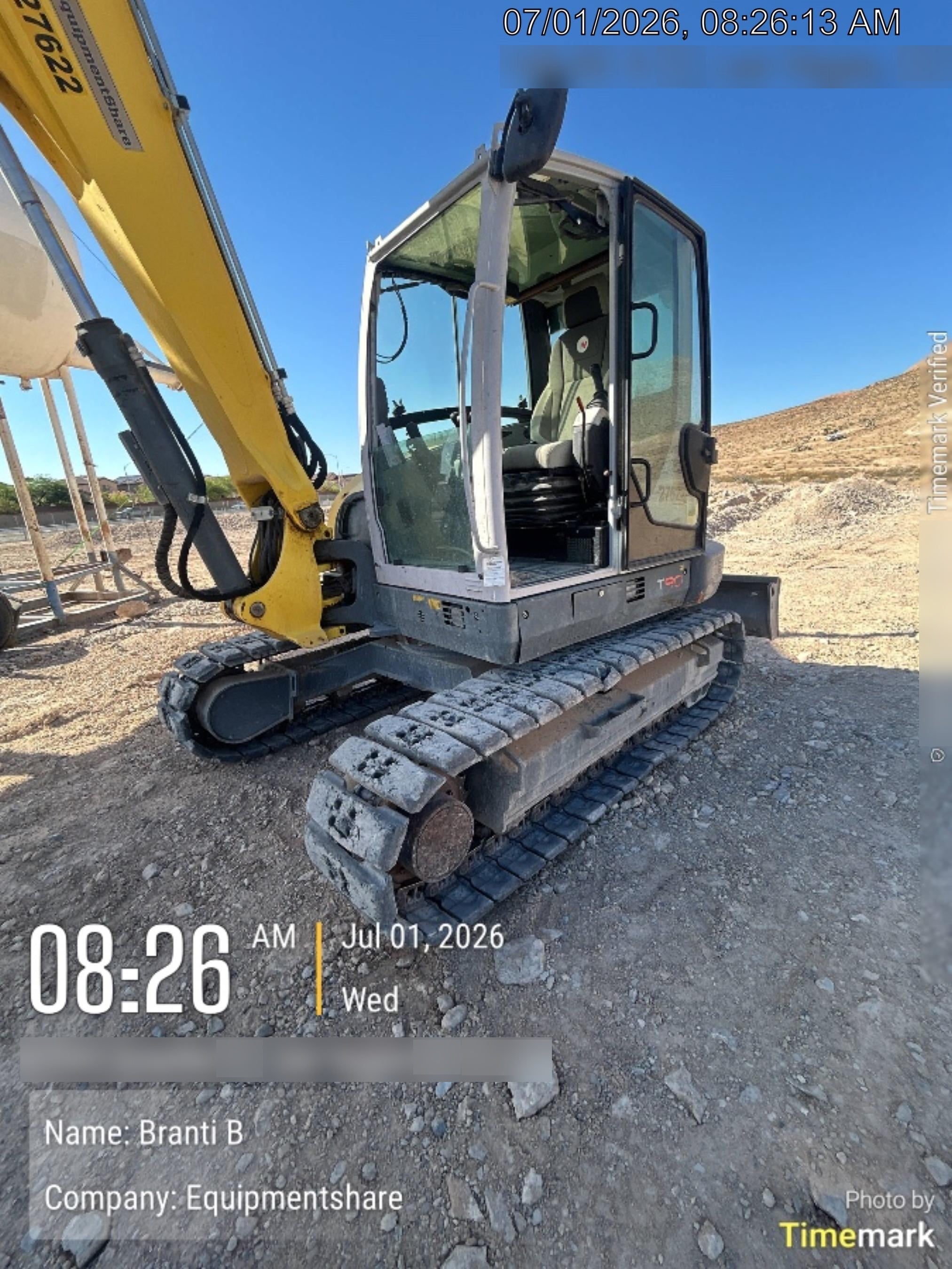 Wacker Neuson ET90 Enclosed Cab, Hybrid Tracks, Long Dipperstick, Bucket