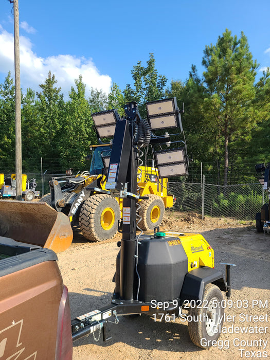 2022 Allmand NLV3GR (4) LED Light Fixture 350W, 23' Vertical Mast, 3kW Prime, Towable, Deep Sea L401, Leveling Jacks, Yanmar T4F 5.8hp