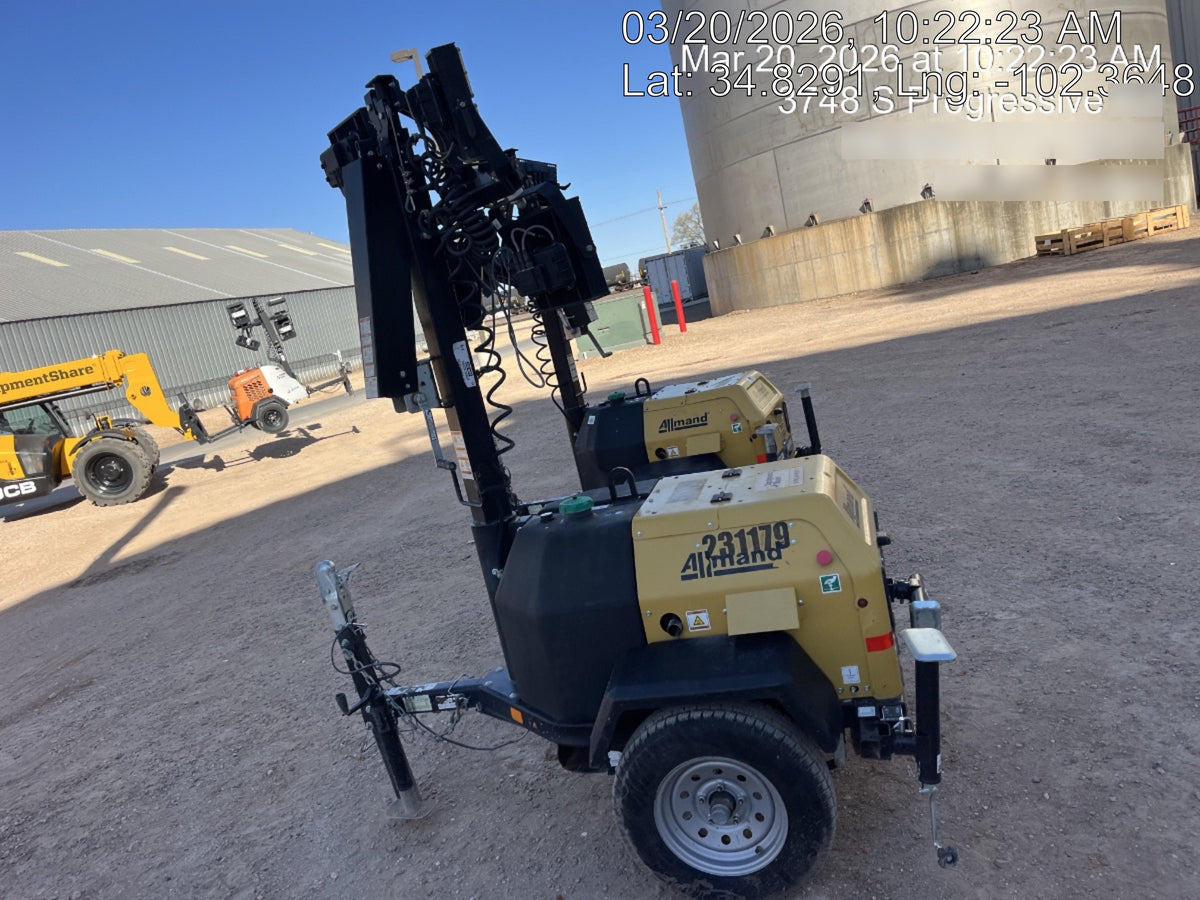 2022 Allmand NLV3GR (4) LED Light Fixture 350W, 23' Vertical Mast, 3kW Prime, Towable, Deep Sea L401, Leveling Jacks, Yanmar T4F 5.8hp