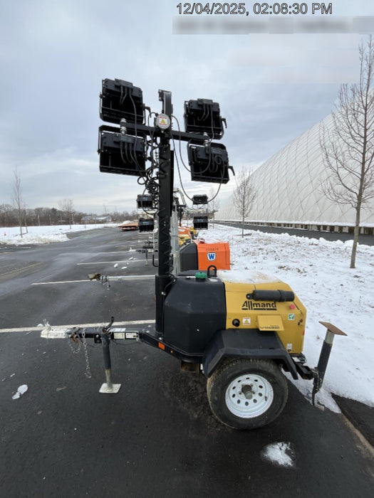 Allmand NLV3GR (4) LED Light Fixture 350W, 23' Vertical Mast, 3kW Prime, Towable, Deep Sea L401, Leveling Jacks, Yanmar T4F 5.8hp