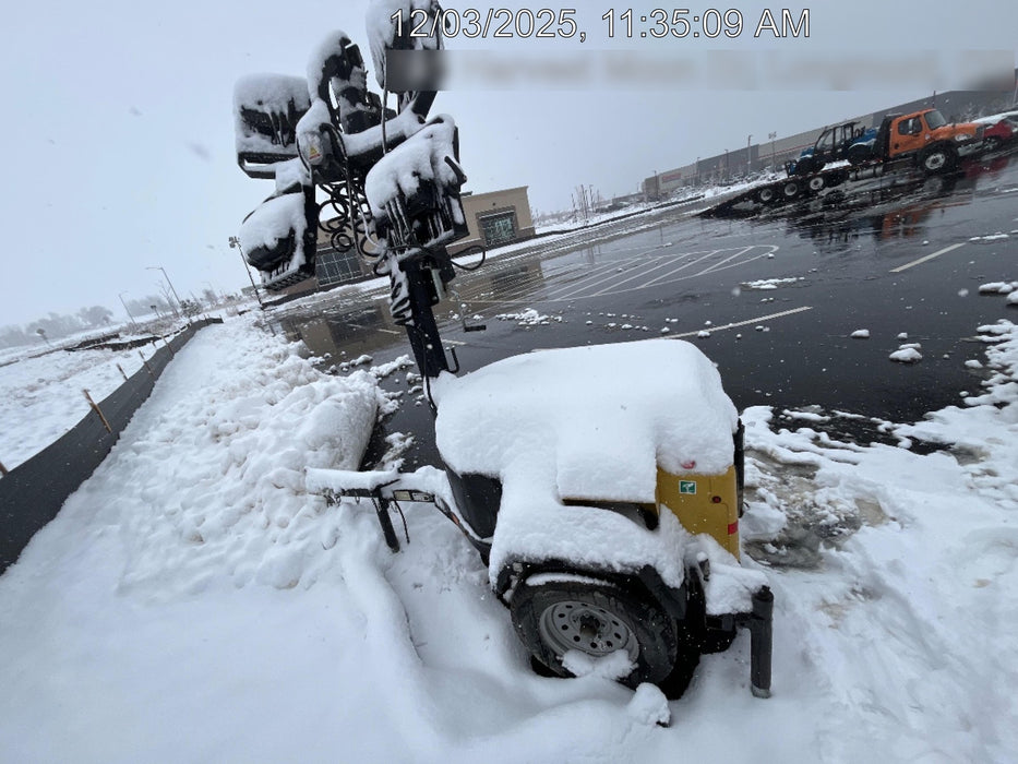 2022 Allmand NLV3GR (4) LED Light Fixture 350W, 23' Vertical Mast, 3kW Prime, Towable, Deep Sea L401, Leveling Jacks, Yanmar T4F 5.8hp