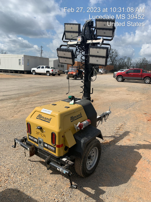 2022 Allmand NLV3GR (4) LED Light Fixture 350W, 23' Vertical Mast, 3kW Prime, Towable, Deep Sea L401, Leveling Jacks, Yanmar T4F 5.8hp