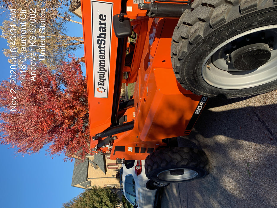 2020 Skytrak 8042 74 Hp, FF Tires, Work Lights, Beacon, Aux Hydraulics, Back up Alarm, Lifting Eye, ES Decals