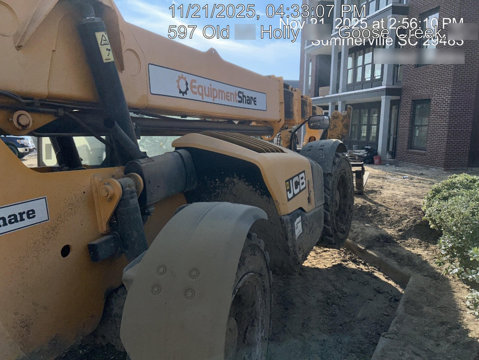 2019 JCB 510-56 Open ROPS, 74 HP, Solid Tires, Worklights, Beacon, Aux Hydraulics, Lifting Eye w/72" Carriage/60" Forks