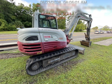 2019 Takeuchi TB290 Cab, AC, Rubber Tracks, Dozer Blade, Travel Alarm, Control Pattern Change Valve, Auxiliary Hydraulics w/18" Quick Coupler Bucket with teeth, 6.2 cu. ft. capacity/24" Quick Coupler Bucket with teeth, 8.6 cu. ft. capacity/36" Quick Coupler Bucket with teeth, 13.4 cu. ft. capacity, Quick Coupler, Hydraulic Thumb Installed