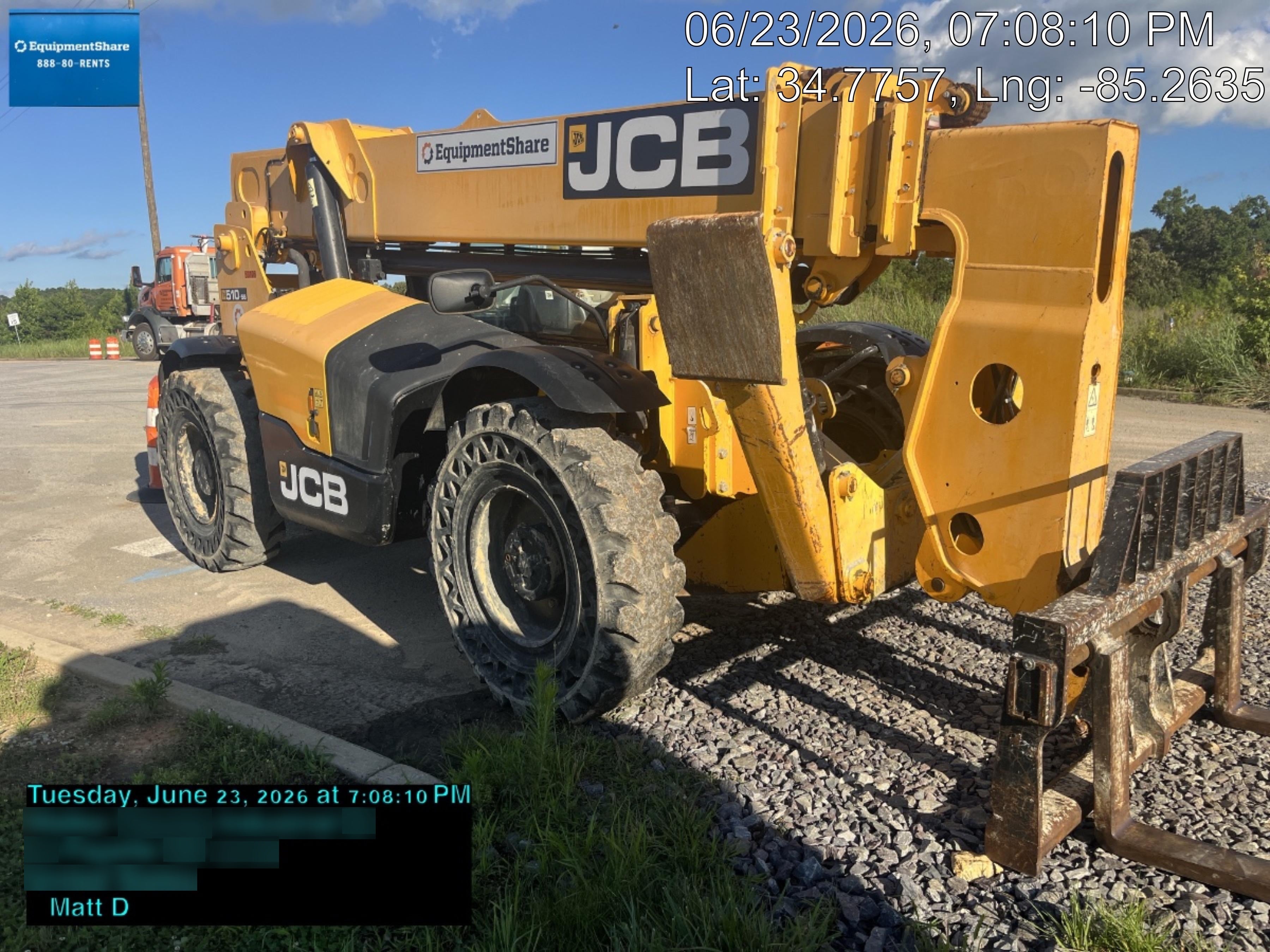 2019 JCB 510-56 Canopy, 74 HP, Solid Tires, STD Worklight, Beacon, Aux Hydraulics, Lifting Eye, Back up Alarm w/66" Carriage/60" Forks