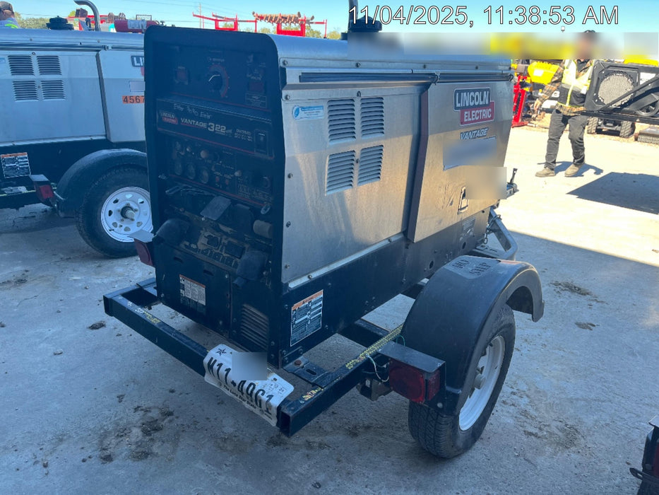 2019 Lincoln Electric Vantage 322 Ready-Pak 3, Two Wheel Trailer, Fender and Light Kit, Cable Rack