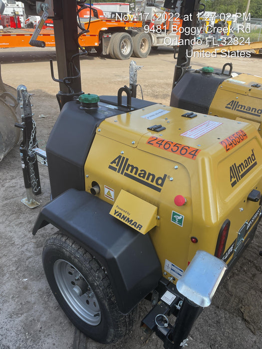 2022 Allmand NLV3GR (4) LED Light Fixture 350W, 23' Vertical Mast, 3kW Prime, Towable