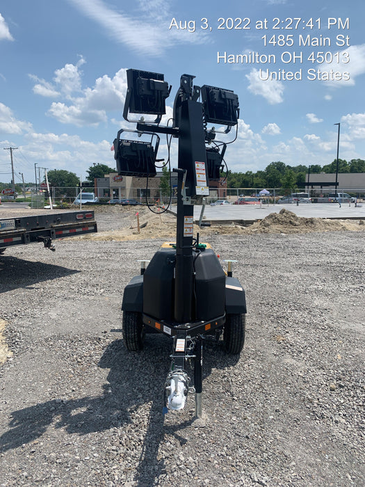 2022 Allmand NLV3GR (4) LED Light Fixture 350W, 23' Vertical Mast, 3kW Prime, Towable, Deep Sea L401, Leveling Jacks, Yanmar T4F 5.8hp