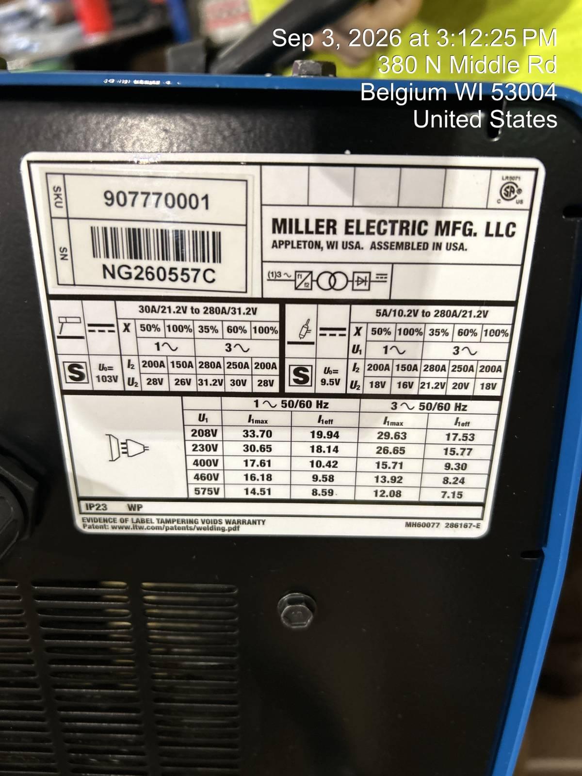 2026 MILLER ELECTRIC CST-280