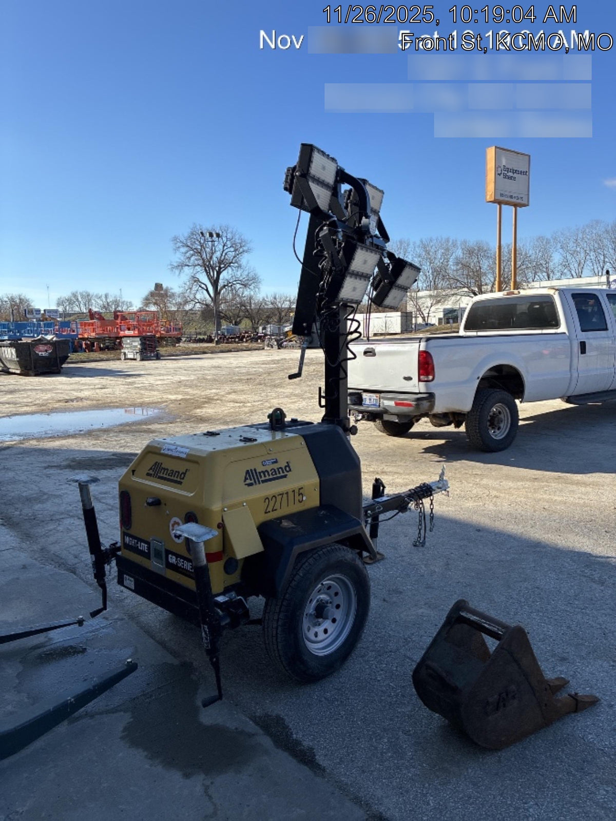 2022 Allmand NLV3GR (4) LED Light Fixture 350W, 23' Vertical Mast, 3kW Prime, Towable, Deep Sea L401, Leveling Jacks, Yanmar T4F 5.8hp