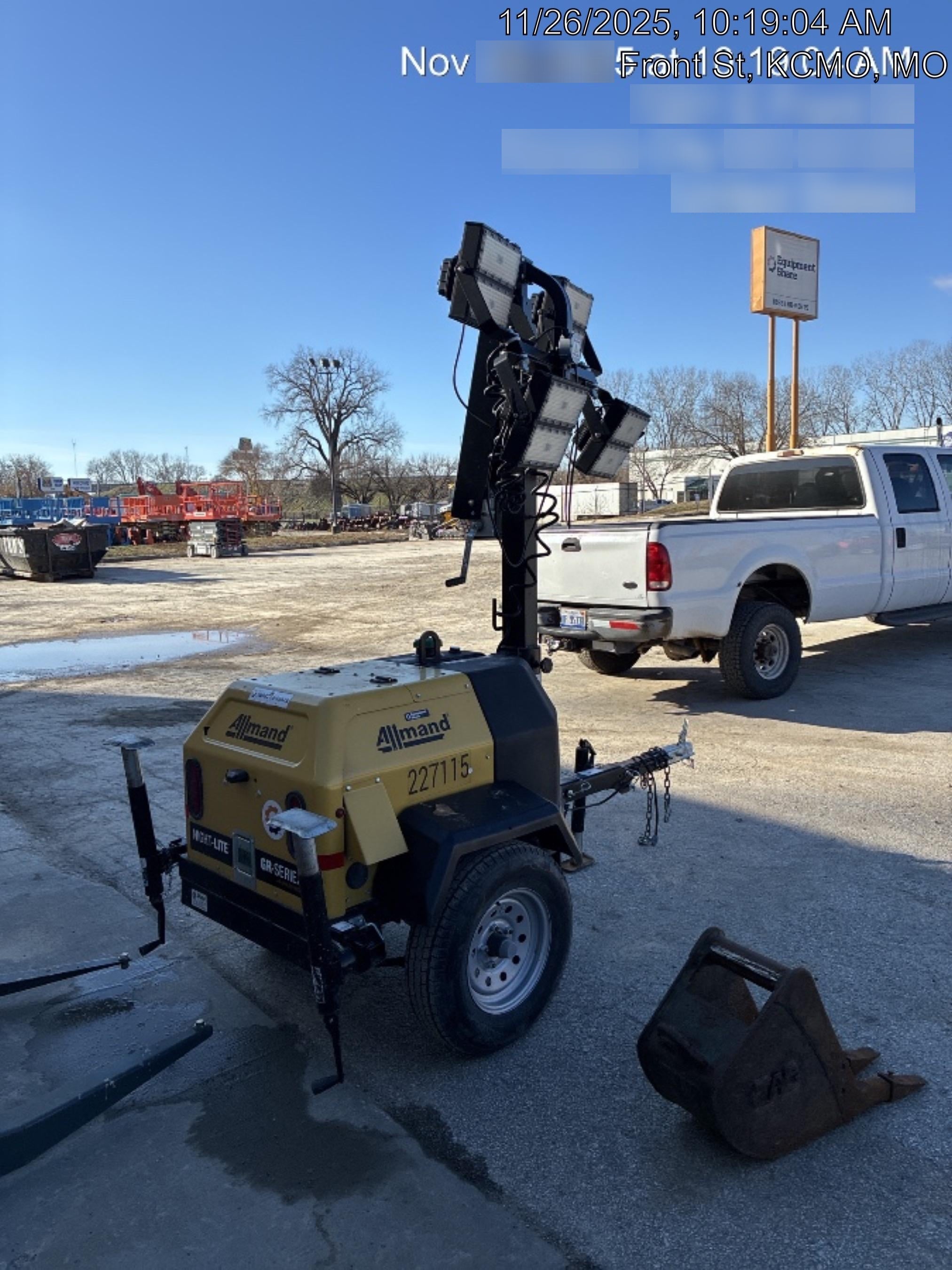 2022 Allmand NLV3GR (4) LED Light Fixture 350W, 23' Vertical Mast, 3kW Prime, Towable, Deep Sea L401, Leveling Jacks, Yanmar T4F 5.8hp