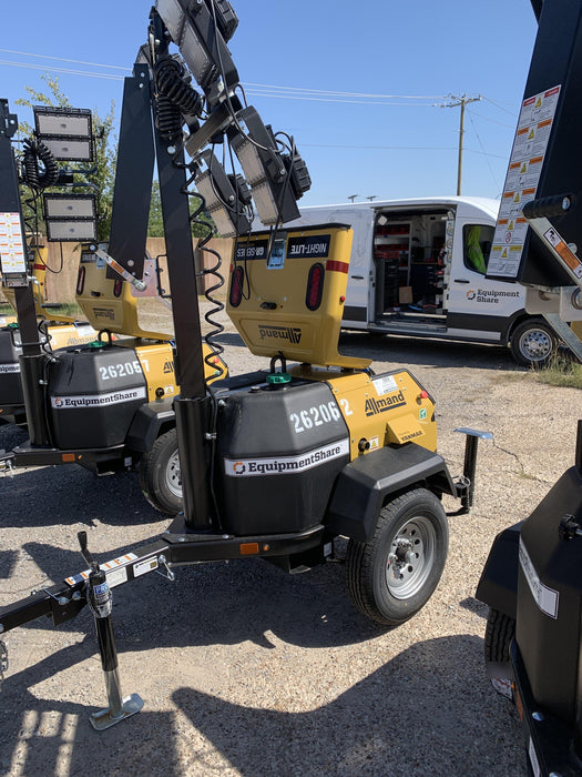 2022 Allmand NLV3GR (4) LED Light Fixture 350W, 23' Vertical Mast, 3kW Prime, Towable, ES Decals, T3