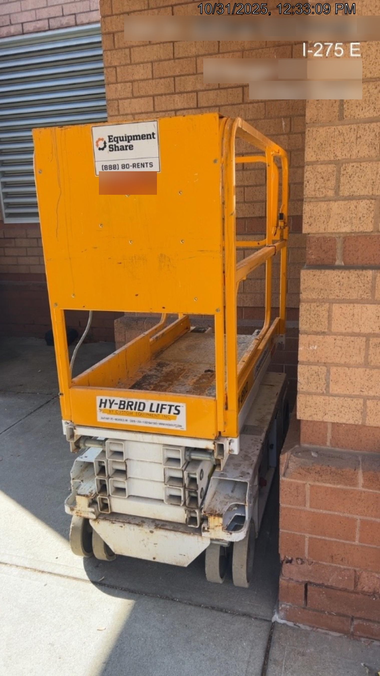 Custom Equipment HB-1430 Hy-Brid Scissor Lift
Platform capacity up to 670 lbs
Working height up to 20 ft
Weighs under 1,700 lbs
Non-marking wheels