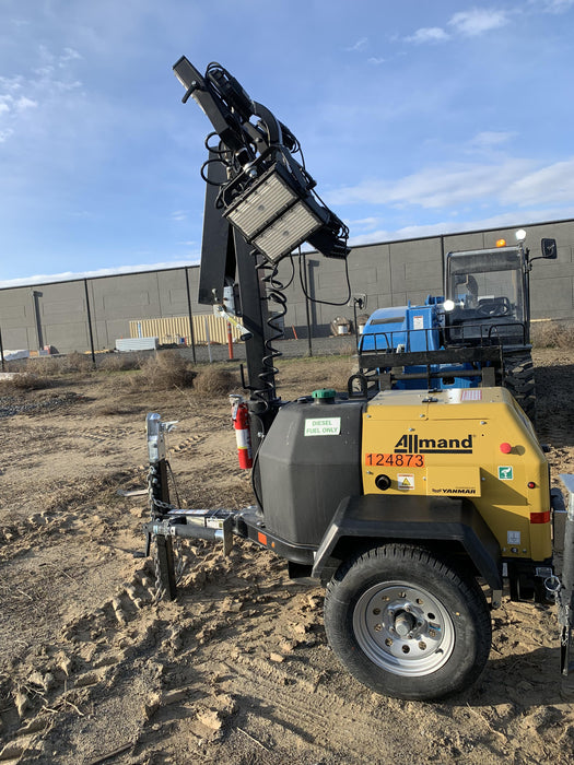 2020 Allmand NLV3GR (4) LED Light Fixture 350W, 23' Vertical Mast, 3kW Prime, Towable, Deep Sea L401, Leveling Jacks, Yanmar T4F 5.8hp