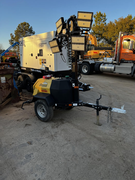 2021 Allmand NLV3GR (4) LED Light Fixture 350W, 23' Vertical Mast, 3kW Prime, Towable, Deep Sea L401, Leveling Jacks, Yanmar T4F 5.8hp