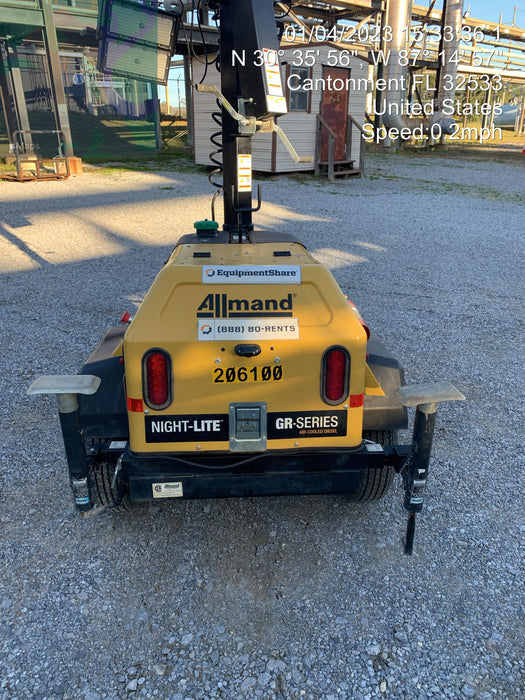 2022 Allmand NLV3GR (4) LED Light Fixture 350W, 23' Vertical Mast, 3kW Prime, Towable, Deep Sea L401, Leveling Jacks, Yanmar T4F 5.8hp