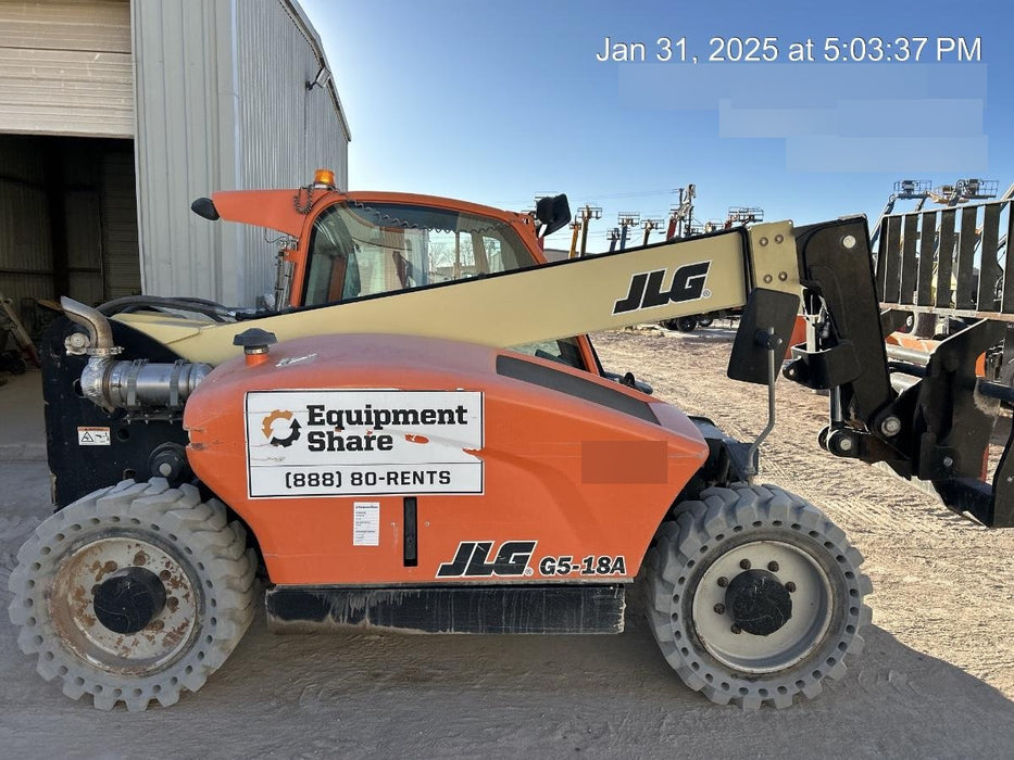 2020 JLG G5-18A Cab/Heat/Air, NM Solid Tires, Beacon w/48" Carriage, 48" Pallet Forks