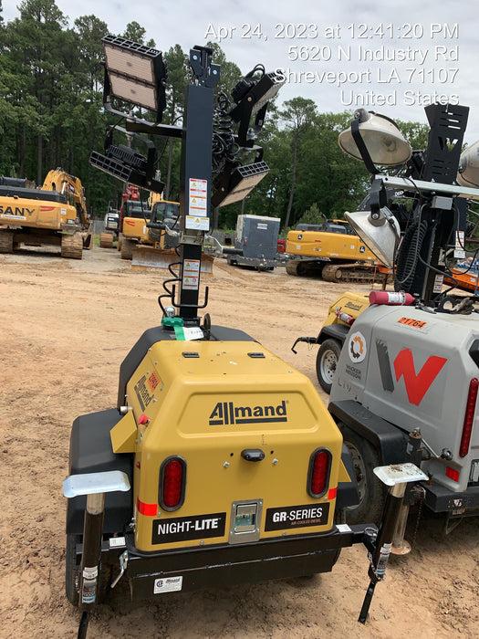 2022 Allmand NLV3GR (4) LED Light Fixture 350W, 23' Vertical Mast, 3kW Prime, Towable, Deep Sea L401, Leveling Jacks, Yanmar T4F 5.8hp