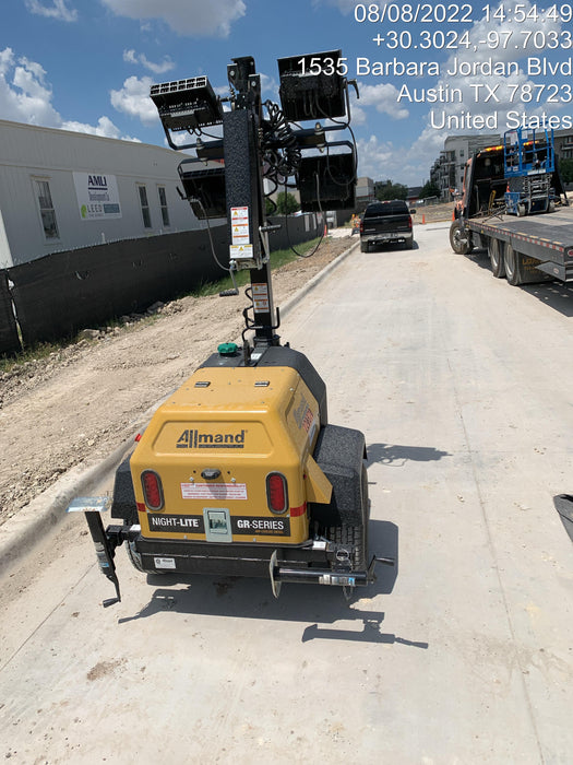 2022 Allmand NLV3GR (4) LED Light Fixture 350W, 23' Vertical Mast, 3kW Prime, Towable, Deep Sea L401, Leveling Jacks, Yanmar T4F 5.8hp