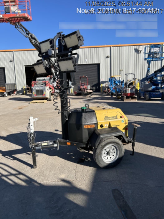 2022 Allmand NLV3GR (4) LED Light Fixture 350W, 23' Vertical Mast, 3kW Prime, Towable, ES Decals, T3