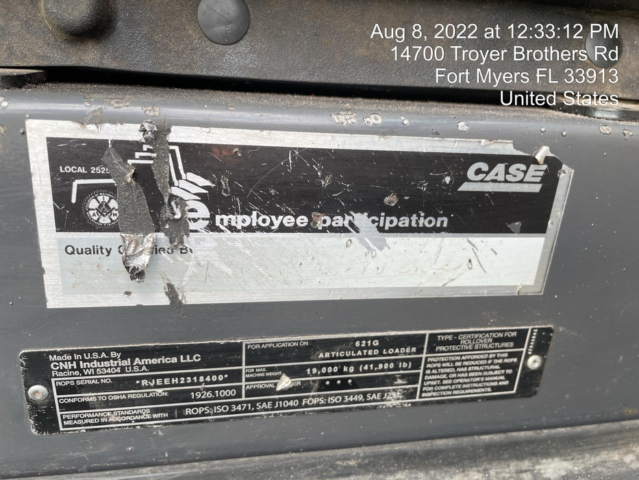 2018 Case 621G CLOSED CAB, JRB 416 STYLE HYD COUPLER